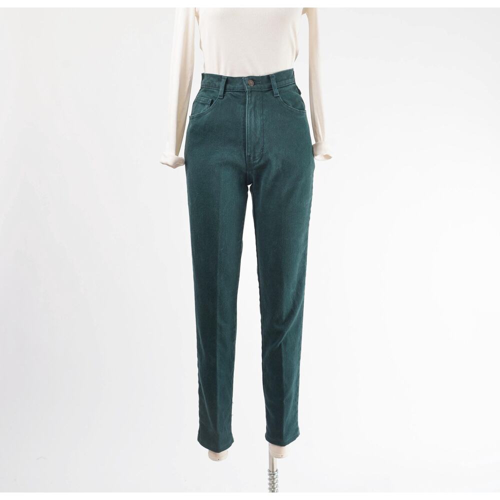 Vintage 90s Jordache High Waisted Green Cotton Spandex Skinny Mom Jeans S - Picture 2 of 8
